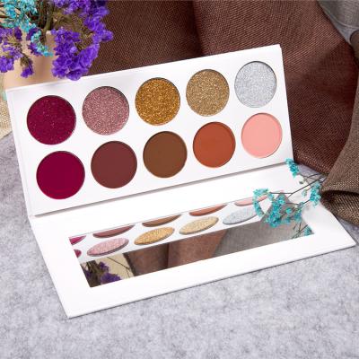 China Waterproof White Carton No Logo 10 Colors Eyeshadow Low MOQ Palette Wholesale Eyeshadow Palette for sale