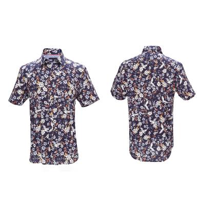 China Anti Shrink Mens Button Up Floral Print Casual Short Sleeve Shirt Custom Made for sale