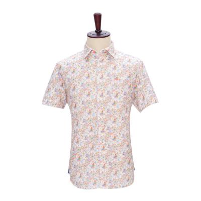 China Anti Shrink Button Up Casual Mens Half Sleeve Shirts Custom Print for sale