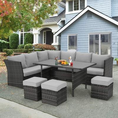 China Modern Modern Design 7 Piece Outdoor Patio Wicker Rattan Furniture Sectional Sofa Set for sale