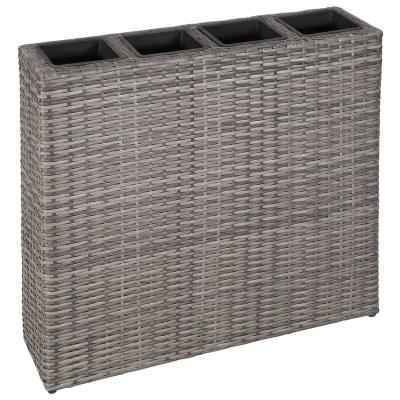 China Wholesale Cheap Wicker Planter Rectangle Planter Weather Resistant Simple Garden Style Flowerpot Raised Bed With 4 Poly Pots Rattan Pots for sale