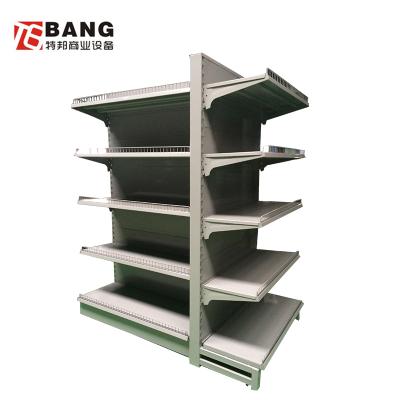 China Safety Supermarket Light Rack Shelf Corner Car Wall Double Sided Shelf for sale