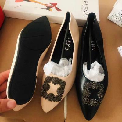 China Leather Med Heel Office Lady Shoes Women's Chunky Heels Shoes Pointed Toe Pumps Shoes Anti-slippery for sale