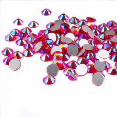 China Brigt Color Flat Back Rhinestone Beads Non Hot Fix Glass Material Round Shape for sale