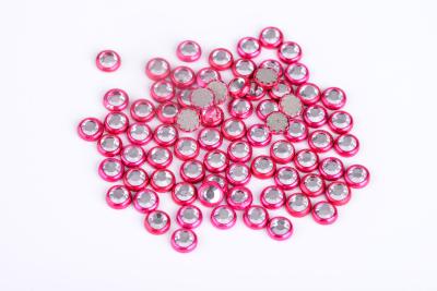 China Gold Rim Round Colored Rhinestones 12 / 14 Facets High Color Accuracy for sale