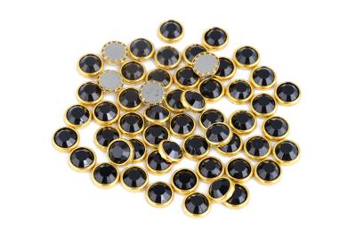 China Shoe Decoration Hotfix Glass Rhinestones , 10mm Decorative Rhinestones With Rim for sale