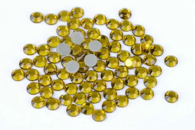 China Yellow Hot Fix Crystals / Strong Glue Iron On Rhinestones 12 Or 14 Facets for sale