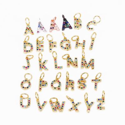 China Mini Letter Color Birthday CZ Pendant Jewelry Accessories Cute Copper DIY Gift Lucky Pendant Necklace for sale