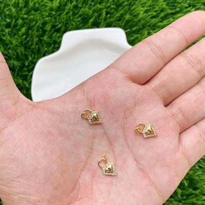 China Cute DIY Jewelry Accessories Brass Micro Luck Mini Lock CZ Insert Pendant For Jewelry Making for sale