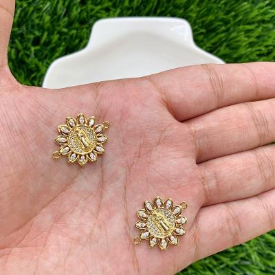 China DIY Punk Jewelry Accessories Brass Petals Shapes Micro CZ Insert Pendant For Necklace Jewelry Making for sale