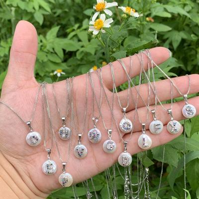 China New BOHEMIA Zircon Letter Crystal Pendant The Pearl Necklace Pendants Jewelry Colorful Pearl Necklace for sale