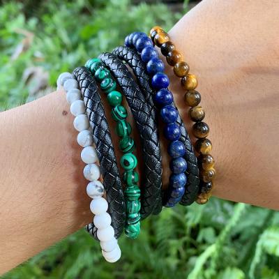 China Lava Volcanic Stone Bracelets Tiger Ethnic Newcomers Eye Energy Natural Stone Men's Bracelet for sale