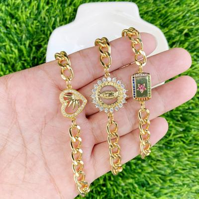 China Brass Couple's Bracelets Couple's Ethnic Multicolor Pendant Accessories Zircon Heart Charm Jewelry Gift for sale