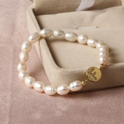 China FASHIONABLE pearl bracelets Zircon microlettered pendant connect bracelet clasp DIY componen wholesale price jewelry for sale