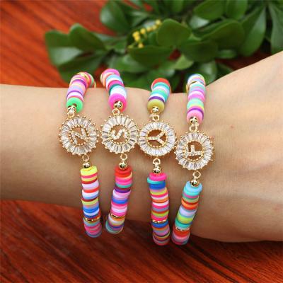 China Modern Hot Selling Professional High End Letter Copper CZ Beaded Bracelet Handmade for sale