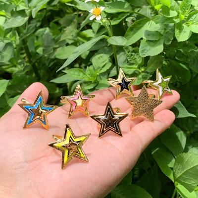 China JINLOU Ethnic Gold Color Drop Starfish Colorful Oil Star Pentagon Ring Open Finger Ring For Women Jewelry Gifts for sale