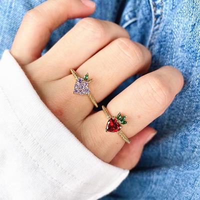 China Ethnic top selling crowd design small wind fruit mix set ring personality and cherry grape ring for sale