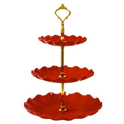 China Sustainable European creative three-layer candy tray cake stand decorative fruit tray for wedding/KTV/ living room for sale