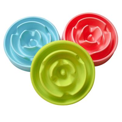 China Viable supplies pet cat and slow plastic dog bowl feeder dog bowl anti-clogging and non-slip food bowl for sale