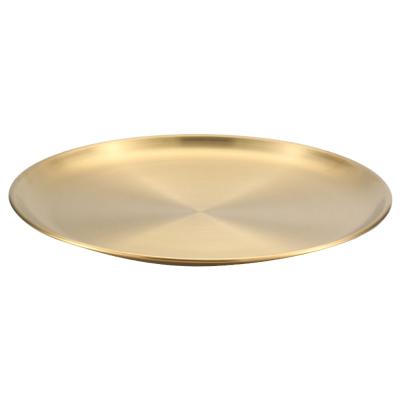 China Gold Korean Stainless Steel Platter Viable Western Tray 304 Food Dish Roast Meat And Buffet Dish for sale