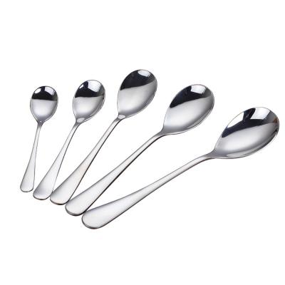 China Wholesale 304 Stainless Steel Sustainable Style Round Spoon Handle Ice Cream And Soup Spoon Western for sale