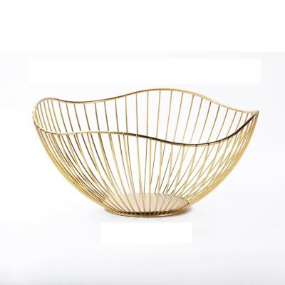 China Nordic multi-funcation dish snack fruit basket family fruit basket creative iron style fruit basket gold storage basket for sale