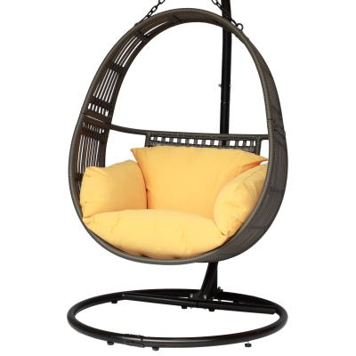 China Contemporary Outdoor Garden Furniture Rattan Patio Swings Hanging Chair With Cushion for sale