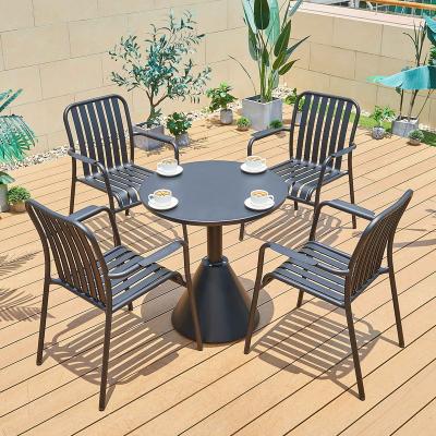 China Luxury Easy Carry Designs Around Furniture Aluminum Outdoor Dining Table Tea Coffee Table And Small Chairs Garden Sets For Wholesale for sale