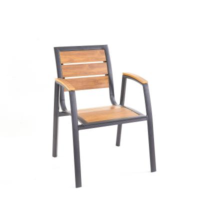 China Cooling Style Modern Hot Sale Outdoor Aluminum Plastic Armchair Wooden Restaurant Dining Chair For Garden Cafe for sale