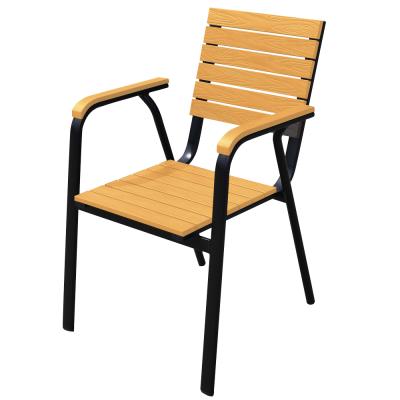 China Cooling Stackable Outdoor Chairs Dining Terrace Cafe Chair Garden Aluminum Plastic Wood Furniture Outdoor Furniture for sale