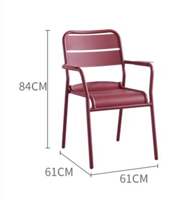 China Modern Outdoor Aluminum Slats Metal Slat Chairs Bistro Furniture Sets Restaurant Cafe Stackable Dining Chair for sale