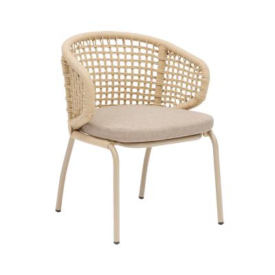 China Durable Hot Sale Commercial Chair Aluminum Woven Rope Chair With Arms Outdoor Furniture for sale