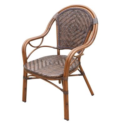 China Modern outdoor aluminum restaurant cafe chair frame PE rattan wicker antique plastic furniture for sale