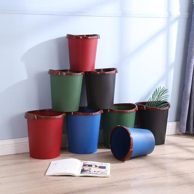 China Viable Round Plastic Waste Storage Bin Paper Dust Office Bedroom Waste Trash Container for sale