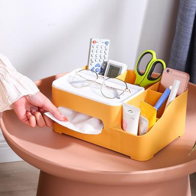 China Modern Rectangle Holder Box Facial Tissue Towel Storage Box Towels Container Plastic Desktop Organizer for sale