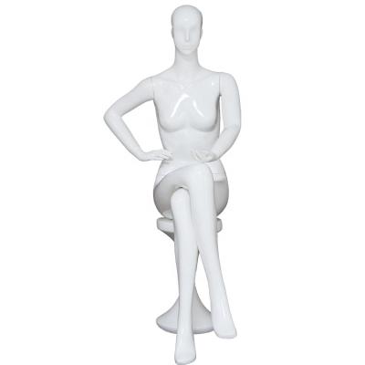 China Glossy White Sitting Mannequins Female Fiberglass Female Mannequins for sale