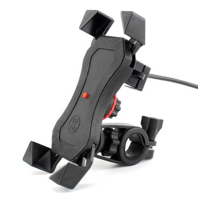 China Universal Motorcycle Mobile Phone Bracket USB Charging Navigator Waterproof Mountain GPS Fixed Frame Electric Bicycle Carrier cli for sale