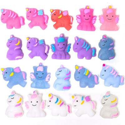 China Funny Educational Toy Random Design Fidget Anti Stress Squeeze Mini Squishes Tpr One-horned horse Toys Kawaii Slow Rising Soft Squishy Mochi kid Toys for sale