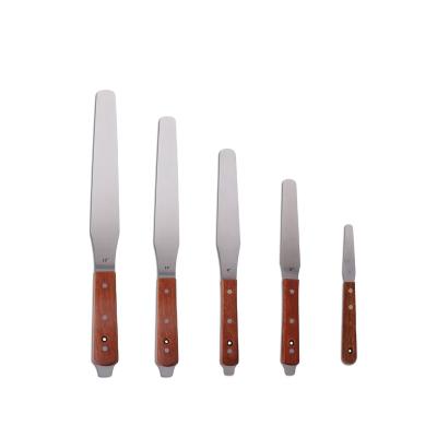 China Doyan Stainless Steel Ink Spatulas Ink Knives Ink Mixer Wood Handle For Screen Printing for sale