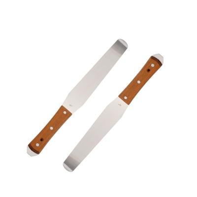 China Stainless Steel Stable Quality Handle Stainless Steel Wooden Ink Spatula For Screen Printing for sale