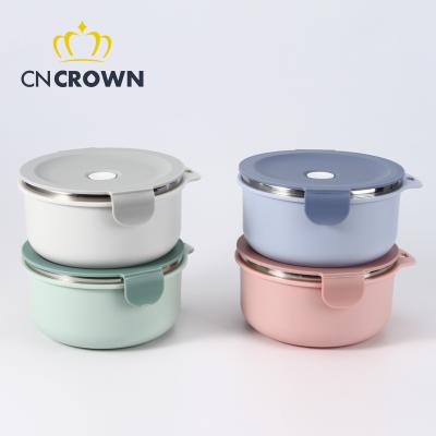 China Customized Logo Viable Leakproof 1 Layer 304 Stainless Steel Round 900ml School Bento Lunch Box With CNCrown Locks for sale