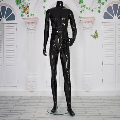 China Eco-friendly Black Headless Full Stand Model Dummy Body Eco-friendly Clothing Shop Plastics Male Mannequin for sale