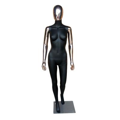 China Eco-friendly Cheap Window Display Dolls Gold Head Black Body Chrome Female Mannequins for sale