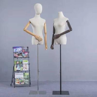 China Eco-friendly Fashion Mannequin Upper Body Covered Head Bust Cloth Female Torso Mannequin for sale