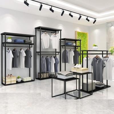 China Fashion Display Clothes Cheap Retail Store Interior Design Garment Shop Furniture Display Clothing Rack for sale