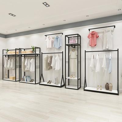 China Cheap Fashion Display Women Store Decoration Boutique Clothing Metal Clothes Hanging Display Racks for sale