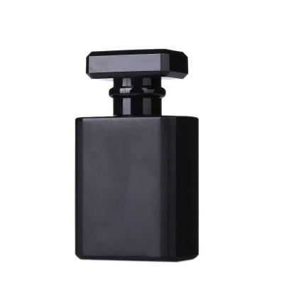 China Matte Black Frosted Square Perfume Bottle Clear Glass 30ml 50ml Elegant Travel Wholesale Cosmetic With Gift Box for sale