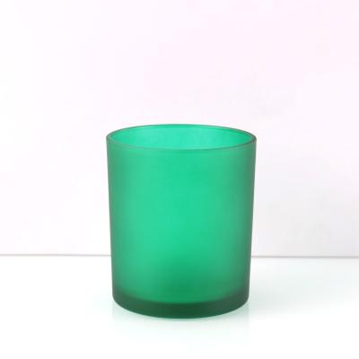 China Custom Home Decoration Small Decorative Green Tumbler Jars Glass Containers Vintage 300ml For Candles for sale