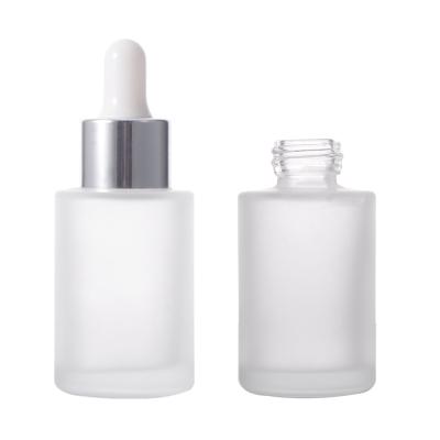 China 2021 Hot Selling Cosmetic 30 Ml Matte Frosted Cylinder Round Eye Empty Glass Dropper Bottle With Glass Pipette for sale