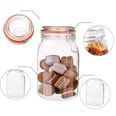 China New Design Hot Kitchen Freshness Preservation Selling Extra Large Airtight Glass Pickle Jar With Airtight Snap Lid And Silicone Rings for sale